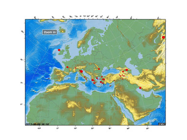 Map of Euro-Med earthquakes