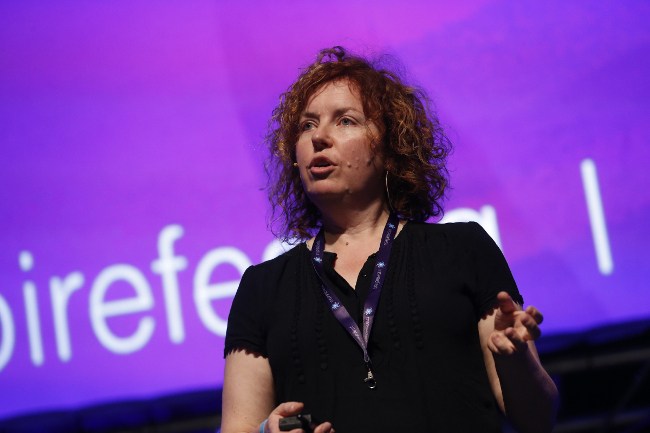 Prof Linda Doyle on stage at Inspirefest 2015. Image: Conor McCabe Photography