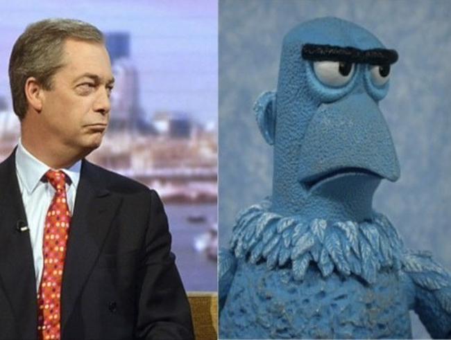 Nigel Farage looks like Sam the Eagle