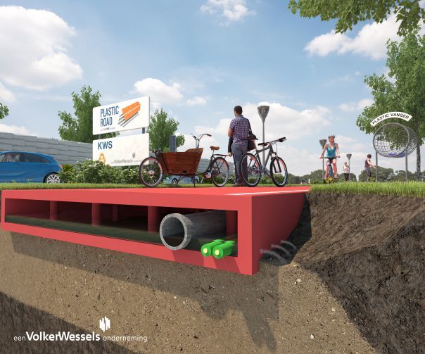 Plastic Road concept image with hollow