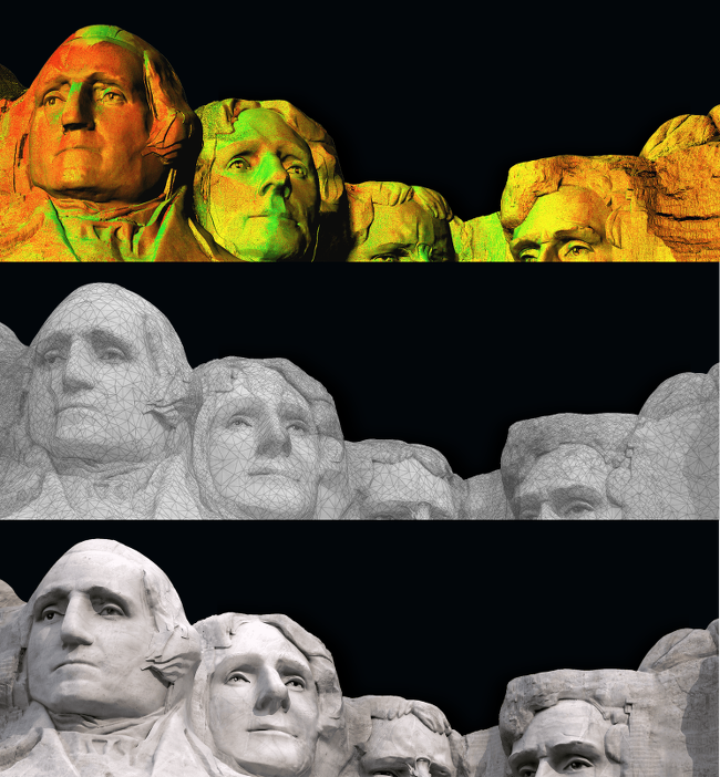 The mapping process, in stages, at Mount Rushmore, via CyArk