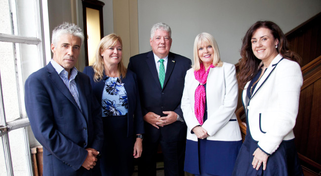 Louis Carron, the connector who introduced TLM to Ireland; Mary Glynn, VP of business development of TLM; Michael Carron, co-founder and principal of TLM; Minister for Jobs, Enterprise and Innovation, Mary Mitchell O’Connor and Joanna Murphy, CEO, ConnectIreland - image via Paul Sherwood