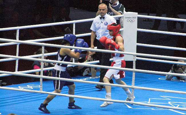 Katie Taylor on her way to Olympic gold at London 2012, via Wikimedia Commons