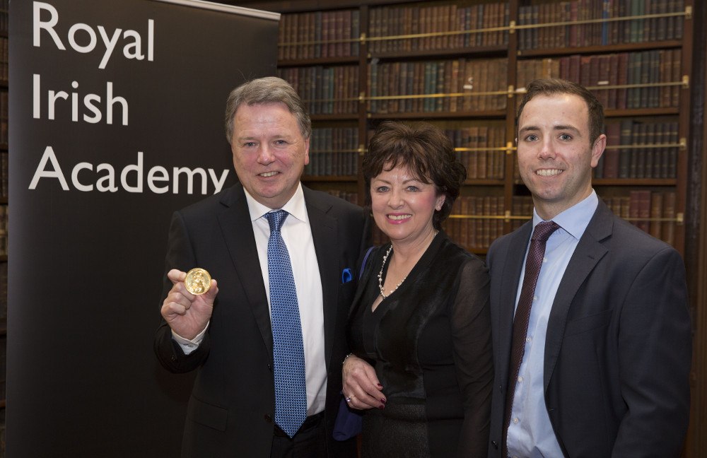 Fergus Shanahan (left) – chairman of the department of medicine at UCC, director of APC Microbiome Institute – with his RAI Gold Medal. Image: Johnny Bambury