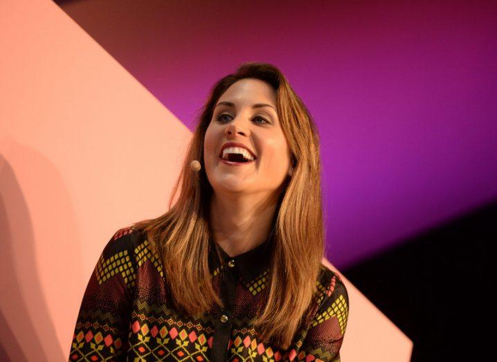 Anne-Marie Tomchak on-stage at the Web Summit 2015