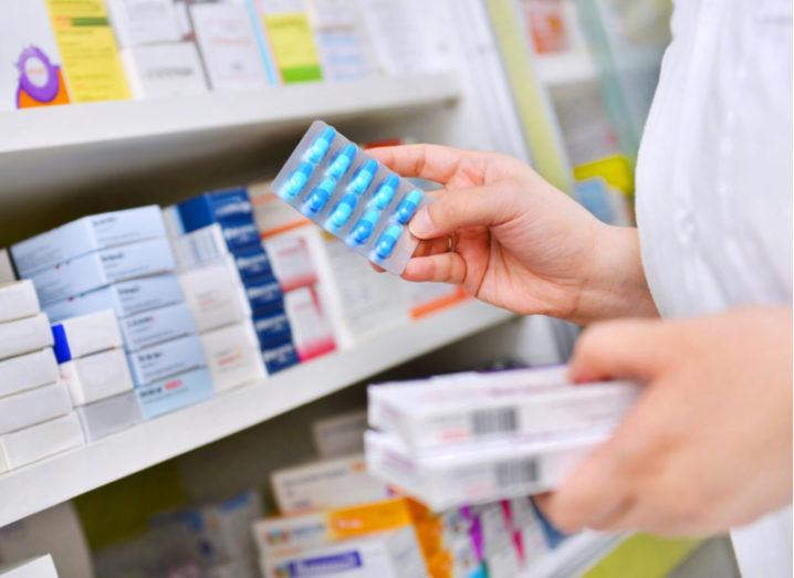 Antibiotics on a pharmacist's shelf