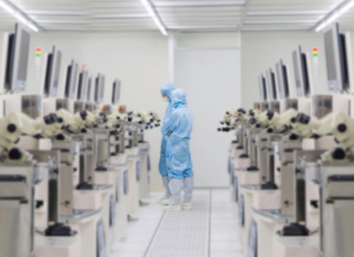 Clean room in an IoT chip manufacturing facility