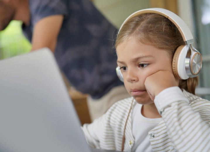 Little girl on laptop online safety