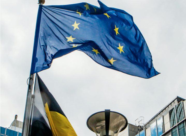 European flags in Brussels.