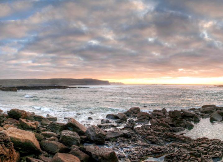 The Atlantic Ocean off the coast of Doolin at sunset.