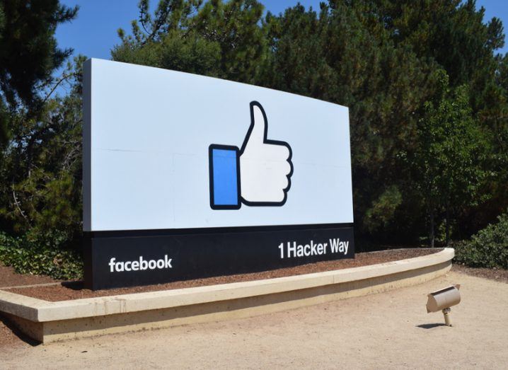 A sign with the Facebook Like symbol at its California offices.