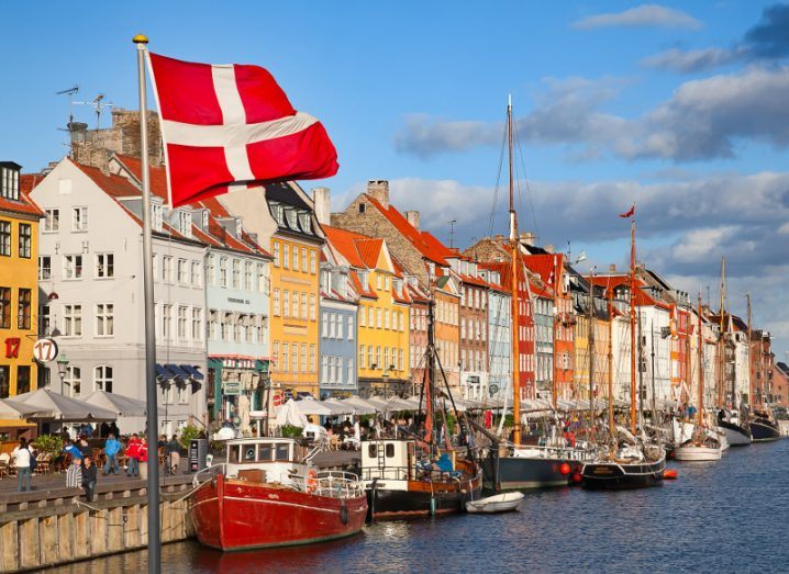 Boats line the harbour in Copenhagen.