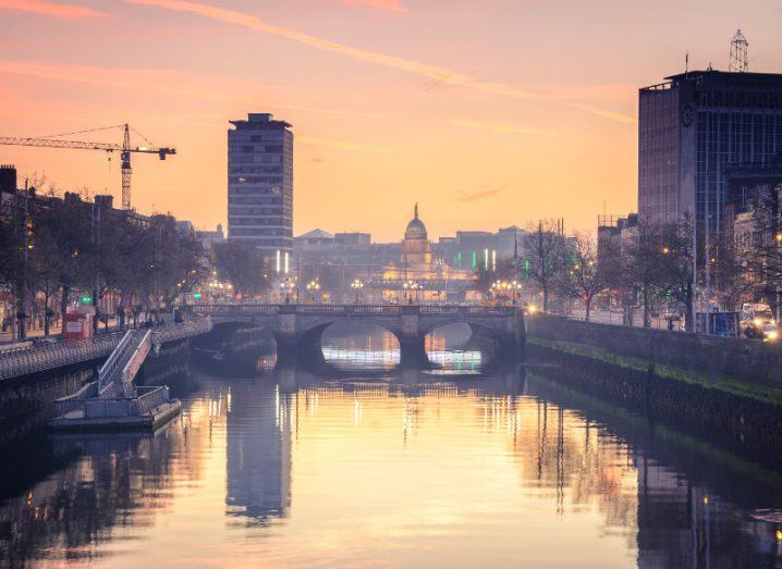 View of Dublin's O'Connell bridge from the Liffey.