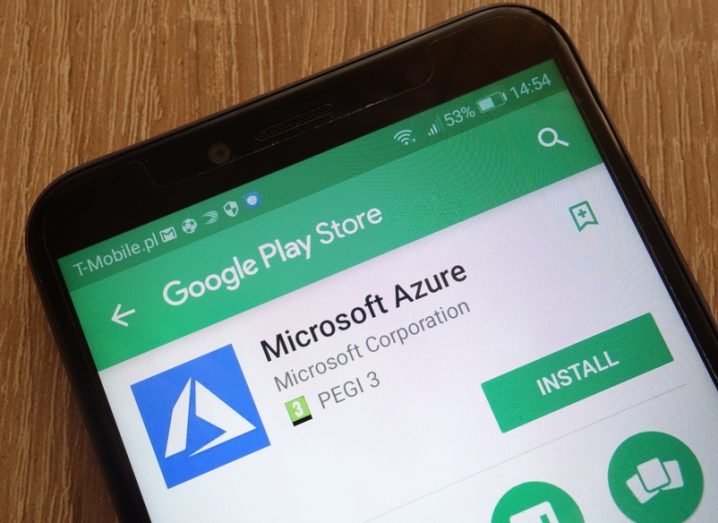 Microsoft Azure app installation screen on an Android phone.