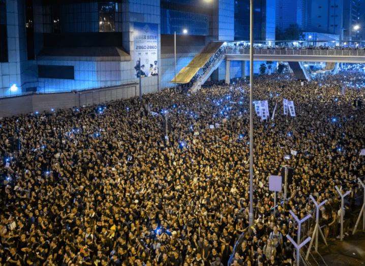 Two million protestors on the streets of Hong Kong.