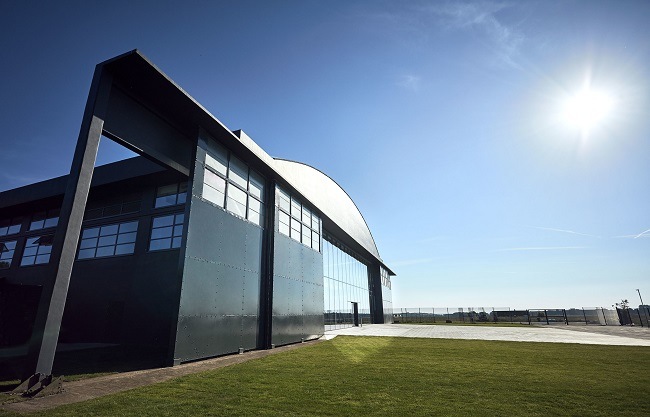 New Dyson campus at Hullavington airfield on a sunny day.