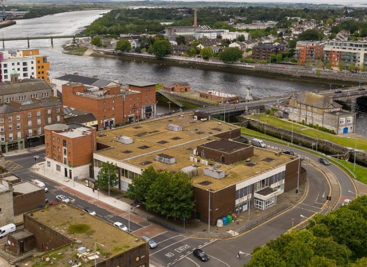 Photo taken by a drone of the future UL City Campus in Limerick city.