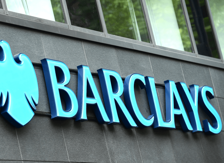 The turqouise Barclays logo outside a retail branch.