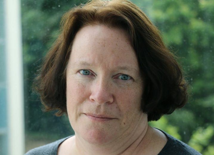 Headshot of Gerardine Meaney against a leafy background.