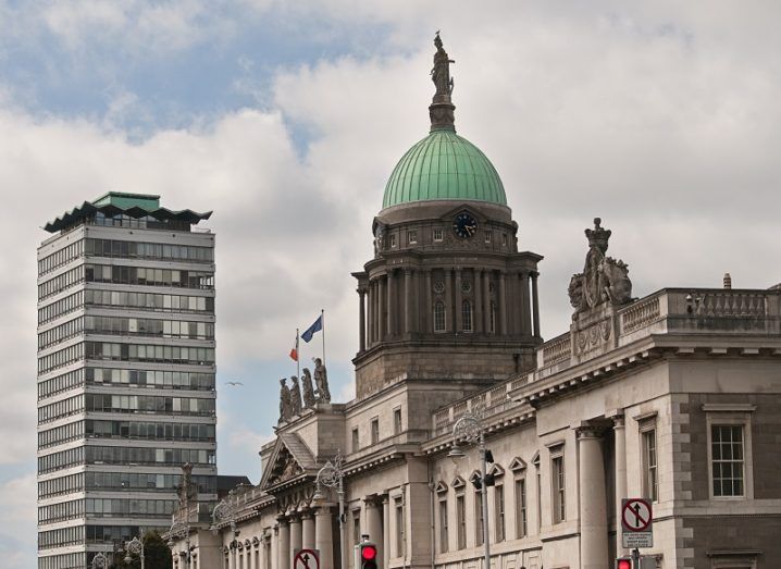 Custom House in Dublin with Liberty Hall in the background.