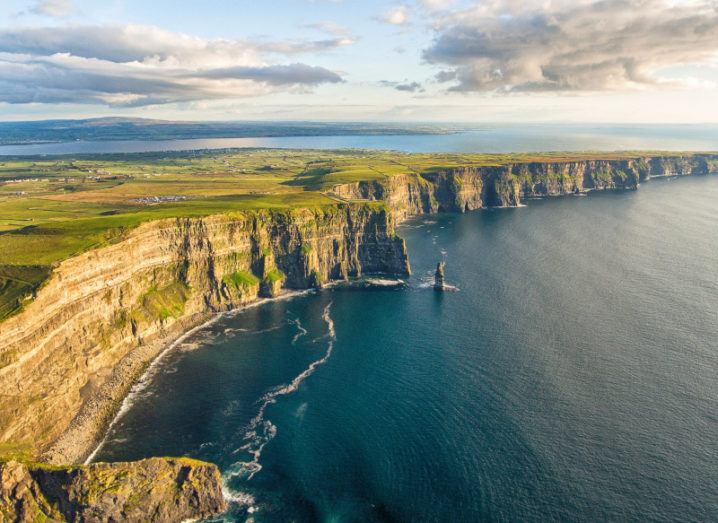 A scenic view of the Cliffs of Moher in Clare, Ireland.