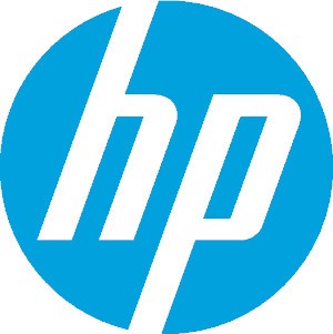 A blue HP logo.