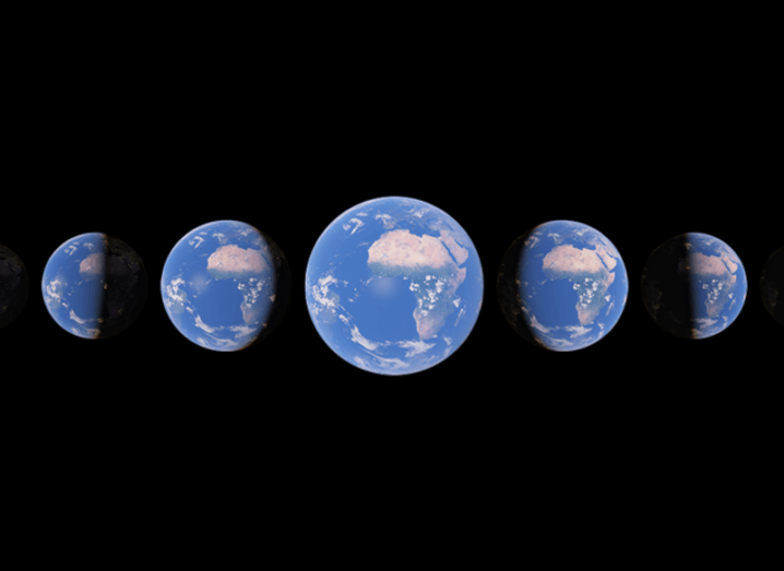 Images from Google Earth of the planet at different points.