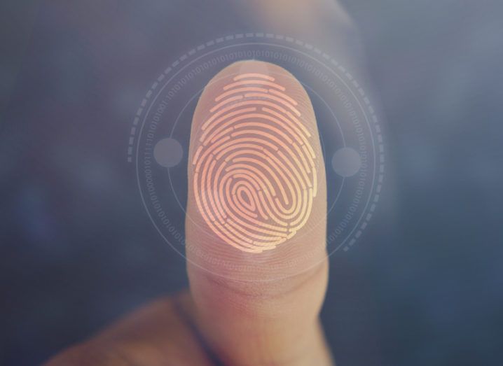 Image of a thumb showing fingerprint.