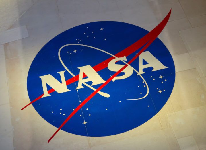 NASA's logo on the ground of the Kennedy Space Centre.