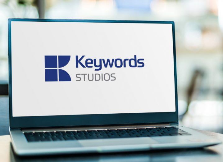 Laptop displaying logo of Keywords Studios.