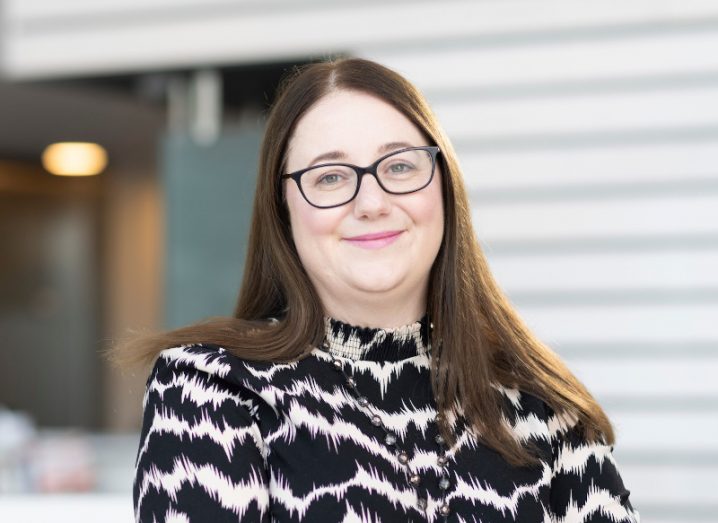 A headshot of Siobhan Curtin, newly appointed site lead at eBay Ireland, standing in a bright office space.