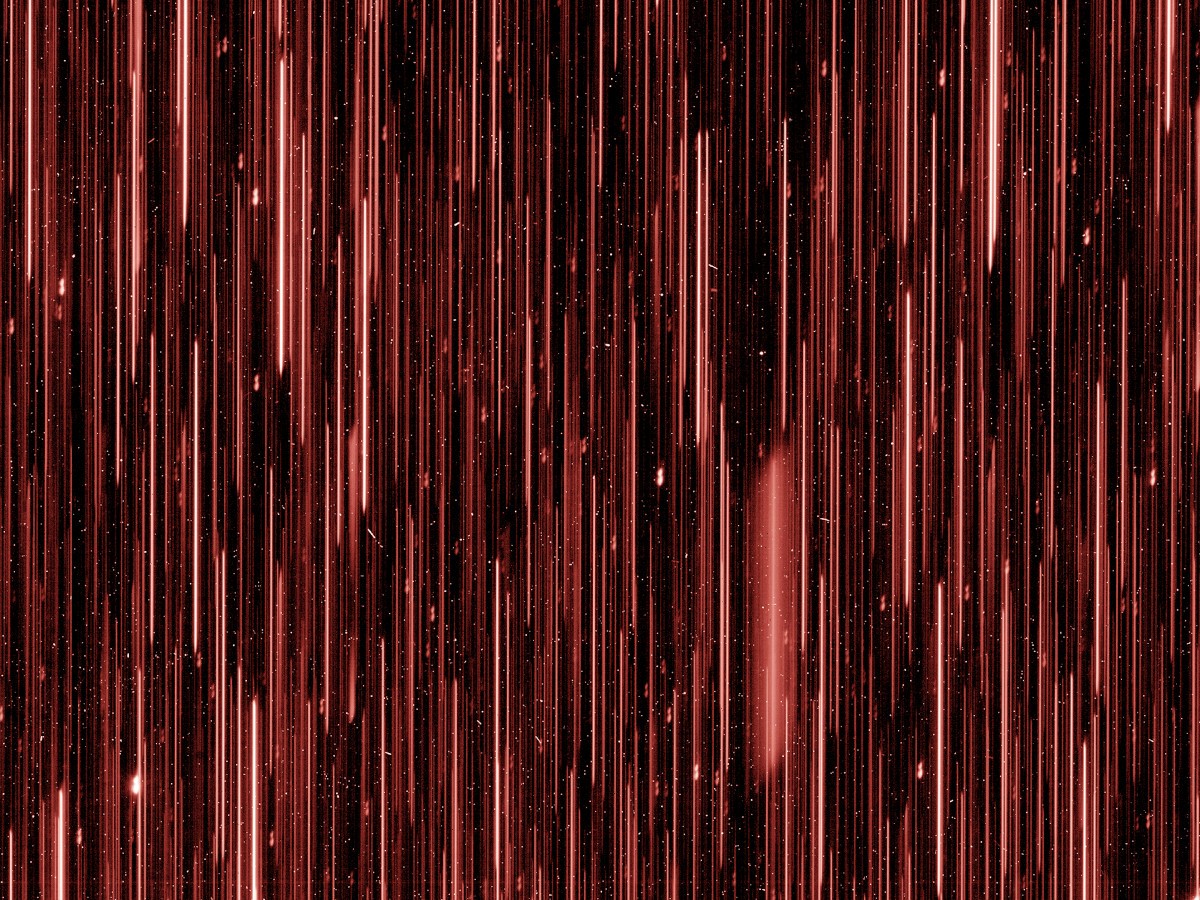 Abstract image with red horizontal beams of light against a black background. Taken by Euclid.