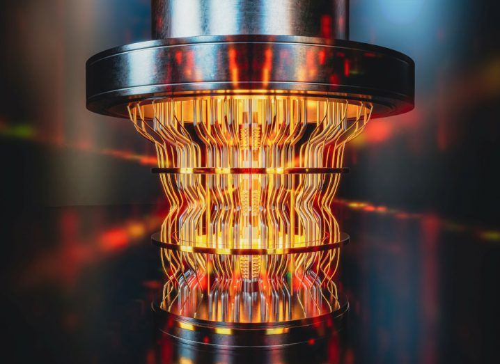 Close-up of what appears to be a quantum computer.