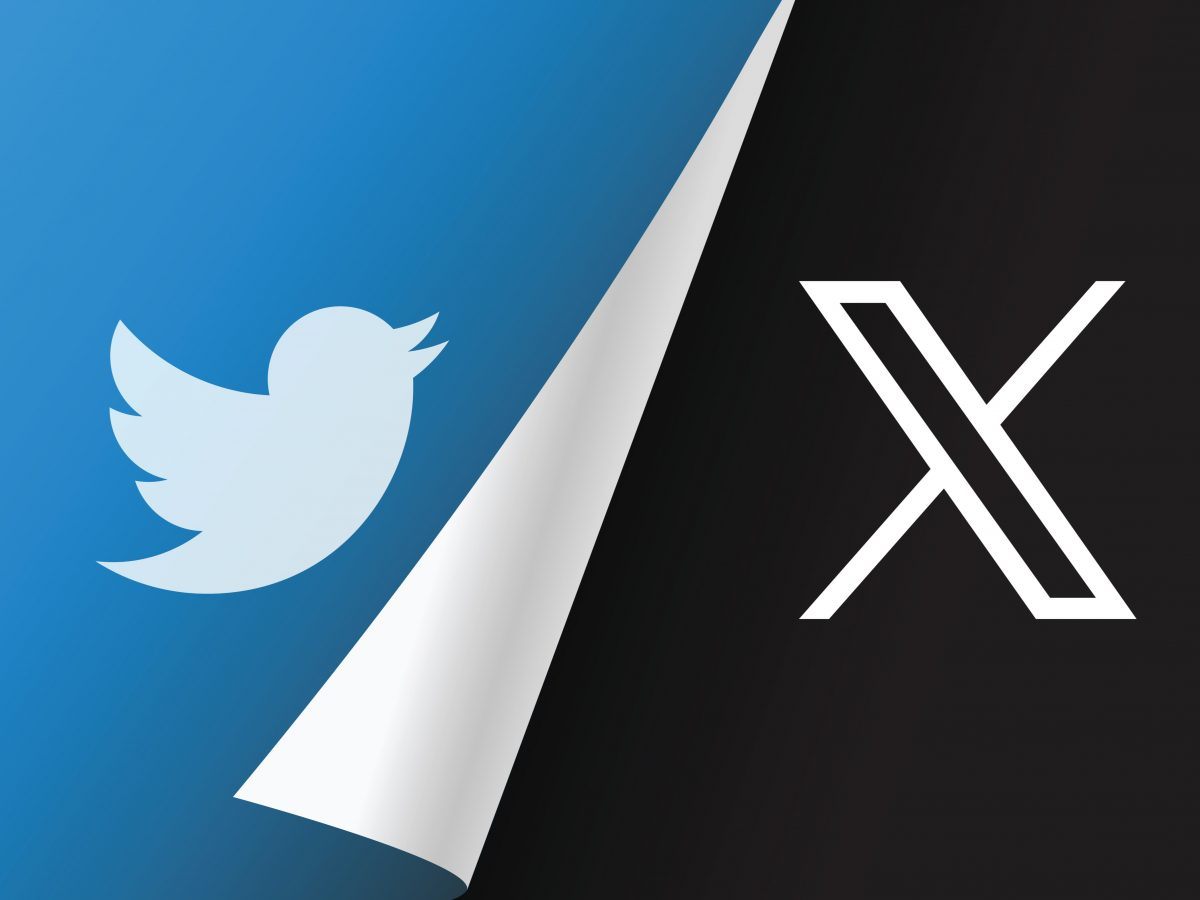 Twitter and X logo side by side.