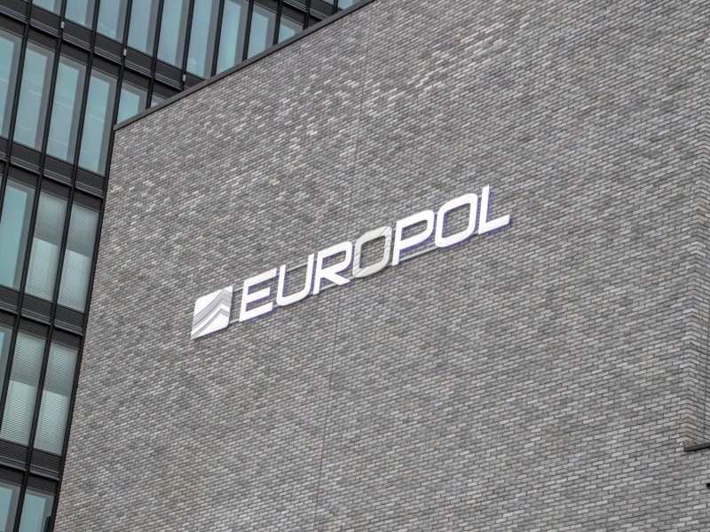 Europol logo on a building.