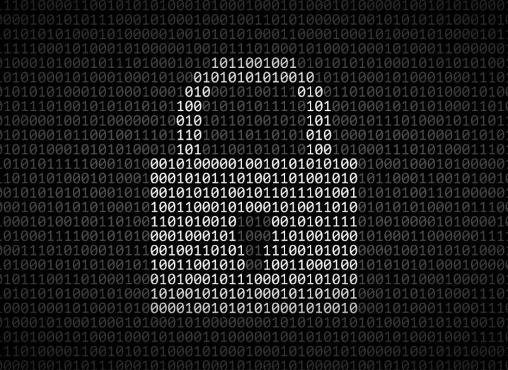 Illustration of binary code in the shape of a lock.