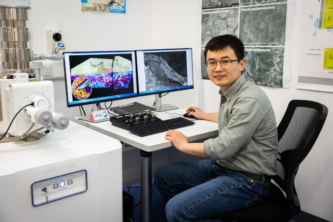 Photo of Dr Zixiao Yang working on a computer in UCC.