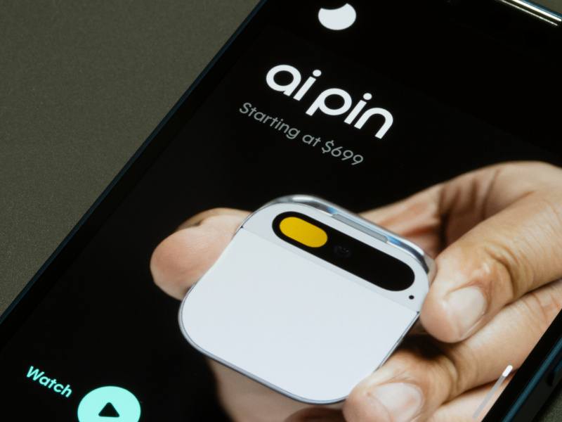 An image of the Humane AI Pin on a smartphone screen.