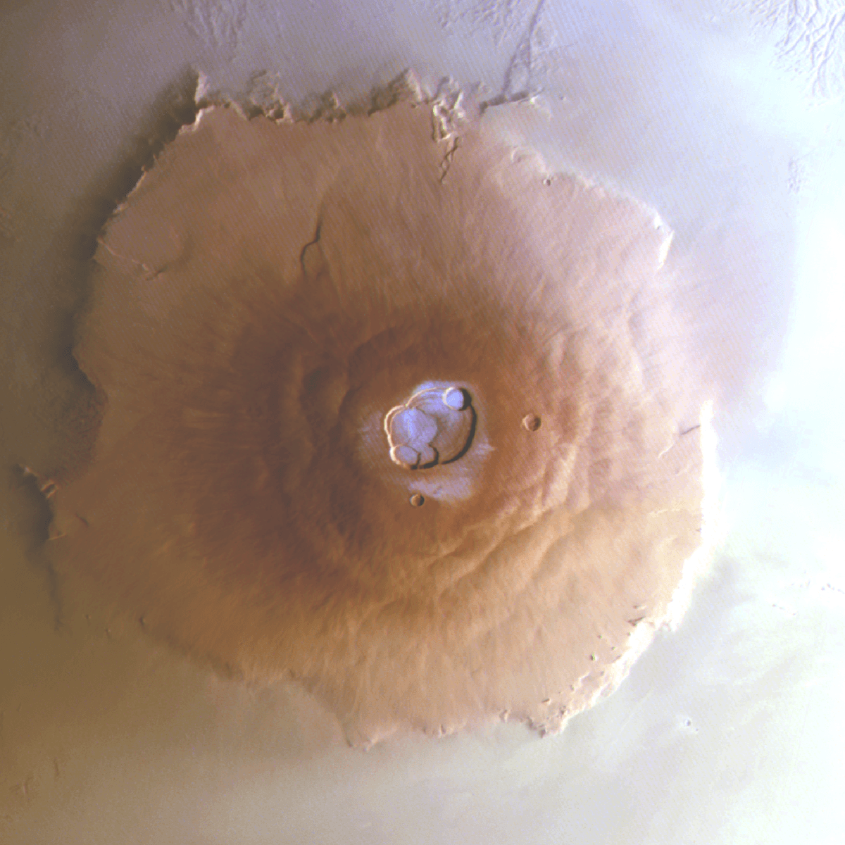 An image of a massive volcano on Mars.