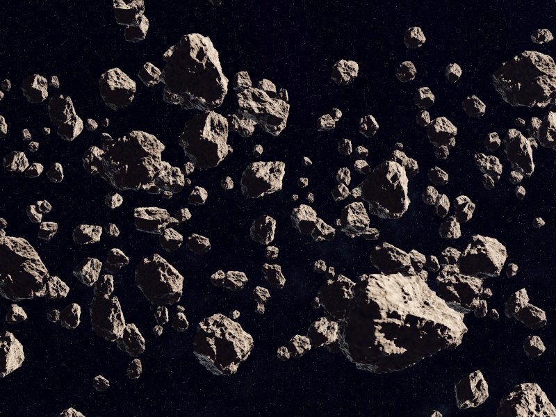 An image of various asteroids floating in space.