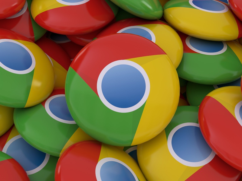 A pile of Google Chrome logos laying on top of each other.