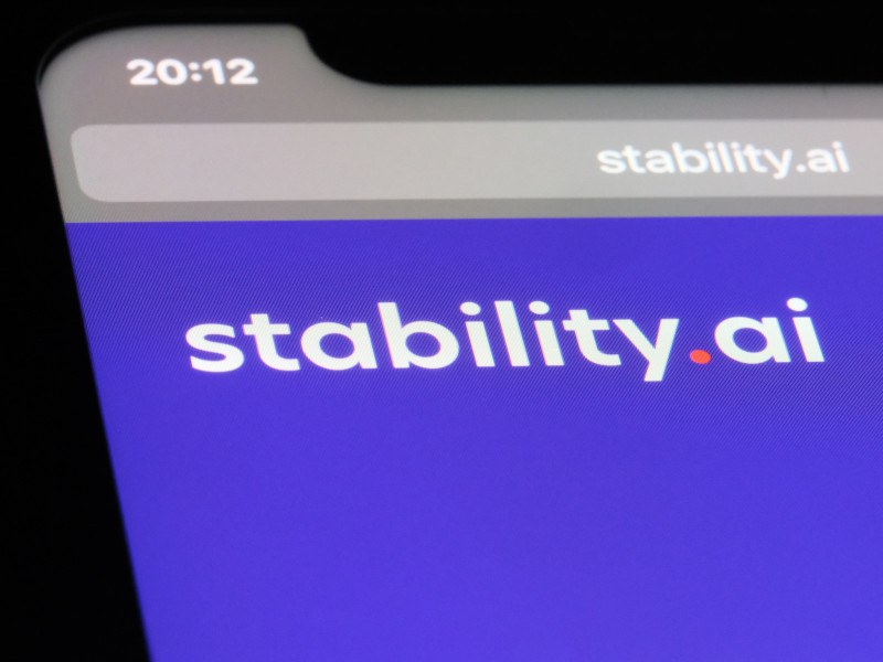 Stability AI logo on a smartphone screen.