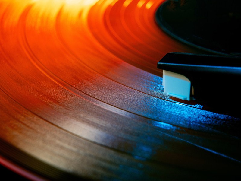 Close-up of a record player.