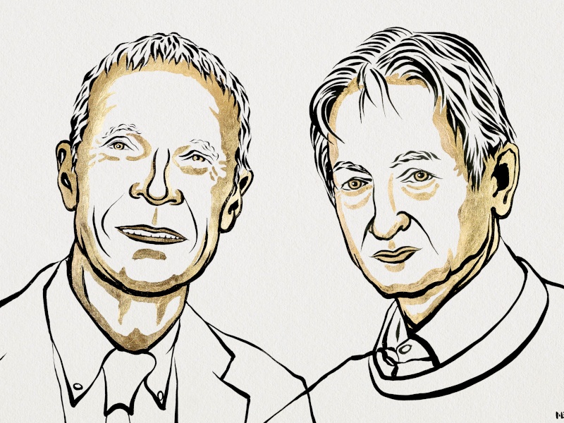 A sketch of the two winners of this year's Nobel Prize in Physics