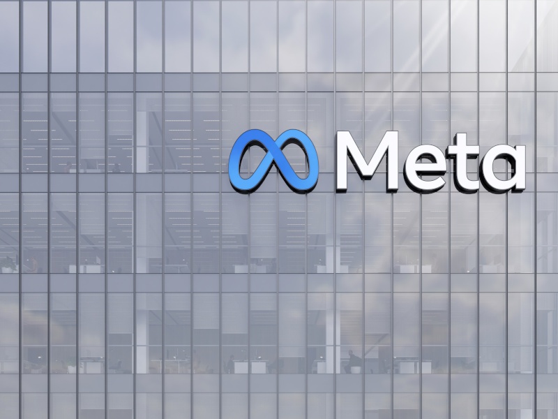 Meta building with logo in the front.